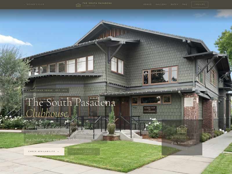 The South Pasadena Clubhouse website homepage